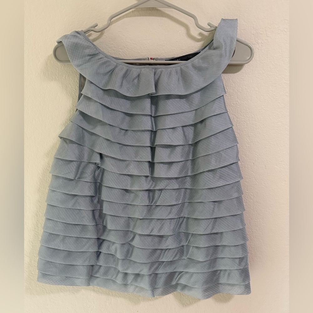 Marc Jacobs Light Blue Ruffled Layered Sleeveless Blouse